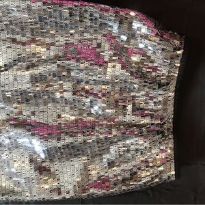 Silver Sequin Mini Skirt